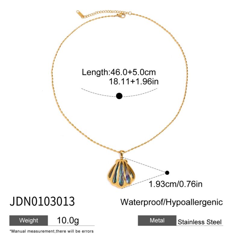 J&D Women Coastal Abalone Shell Necklace 18K Gold Plated Stainless Steel Openwork Pendant Adjustable Layered Boho Jewelry - Image 6