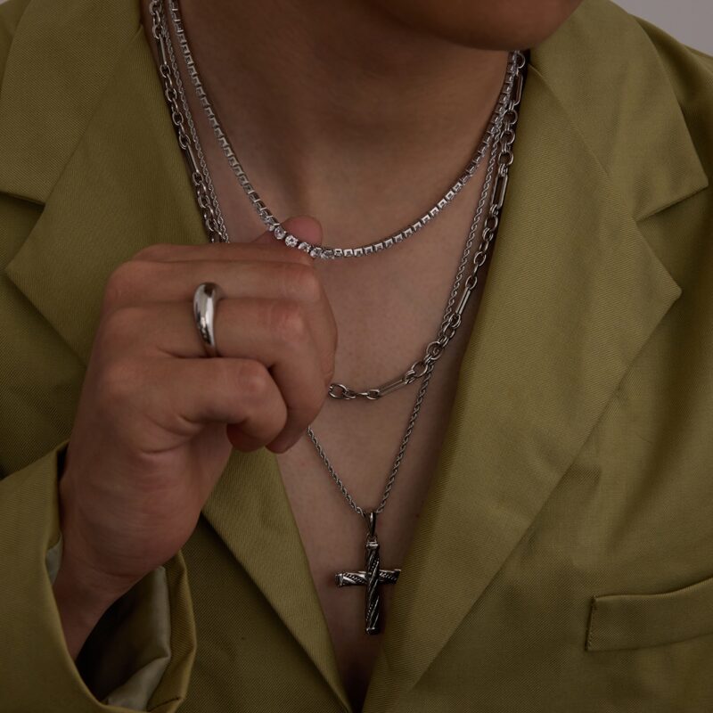 J&D Semi Mount Pendant Necklace Fashion Jewelry for Women Stainless Steel Zirconia Heart Shape Necklace - Image 4