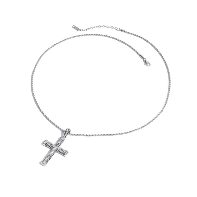 J&D Semi Mount Pendant Necklace Fashion Jewelry for Women Stainless Steel Zirconia Heart Shape Necklace
