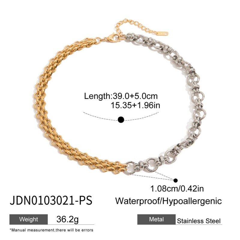 J&D Elegant Graceful 18K Gold Stainless Steel Two Tone Color Handmade Chain Necklaces - Image 5