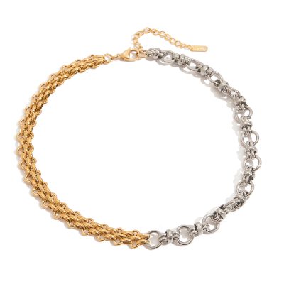 J&D Elegant Graceful 18K Gold Stainless Steel Two Tone Color Handmade Chain Necklaces