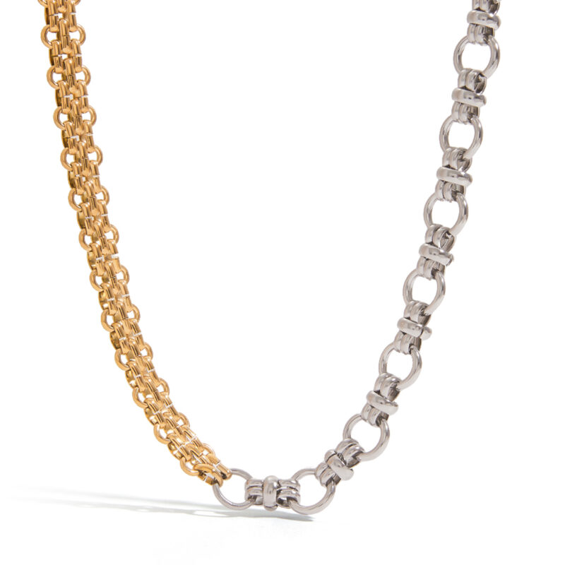 J&D Elegant Graceful 18K Gold Stainless Steel Two Tone Color Handmade Chain Necklaces - Image 2