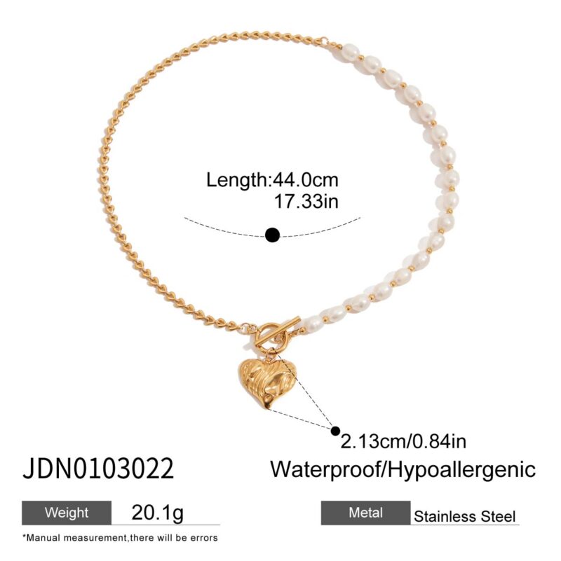 J&D Elegant 18K Gold Stainless Steeltwo Tone Heart Shape Chain Heart Pendant OT Buckle Necklaces - Image 6