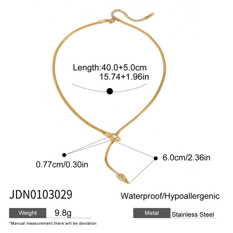 18K Gold Stainless Steel Snake Chain Necklace - Edgy Streetwear Jewelry - Image 5