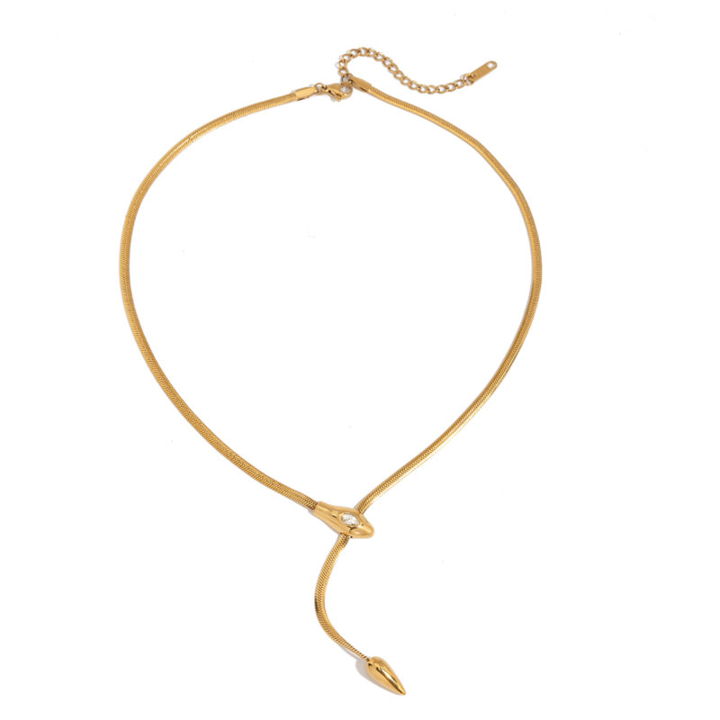 18K Gold Stainless Steel Snake Chain Necklace - Edgy Streetwear Jewelry