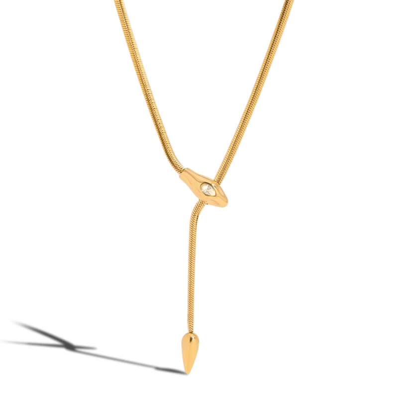 18K Gold Stainless Steel Snake Chain Necklace - Edgy Streetwear Jewelry - Image 2