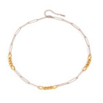 Modern Minimalist 18K Gold Stainless Steel Paperclip & Figaro Chain Necklace - Two-Tone Gold & Silver Layered Jewelry for Women