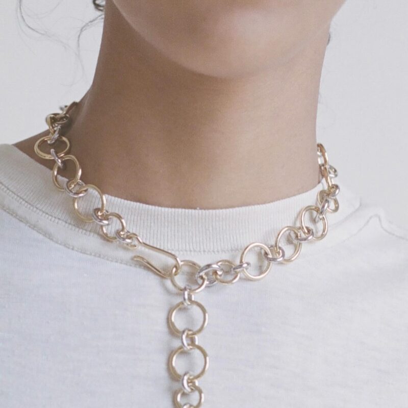 18K Gold Stainless Steel Necklace - Minimalist Interlocking Link Chain in Gold & Silver, 41+5cm Adjustable - Image 5