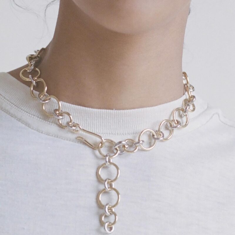 18K Gold Stainless Steel Necklace - Minimalist Interlocking Link Chain in Gold & Silver, 41+5cm Adjustable - Image 4