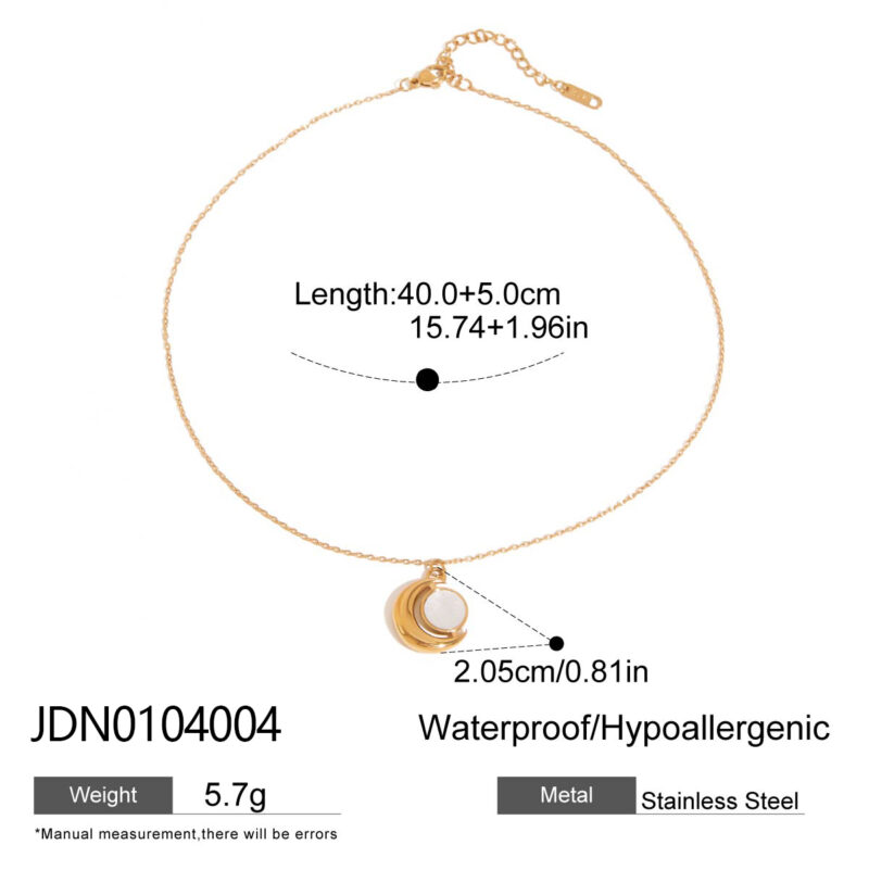 J&D Titanium Steel Fashion Necklace Moon Necklace Simple Minimalist 18K Gold Stainless Steel Pendant Necklace - Image 6