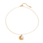 J&D Titanium Steel Fashion Necklace Moon Necklace Simple Minimalist 18K Gold Stainless Steel Pendant Necklace