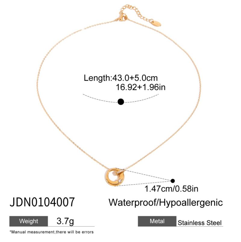 Trendy Women's Stainless Steel Necklace - Minimalist Interlocking Chain, INS Fashion Gold Titanium Steel Collarbone Pendant - Image 6