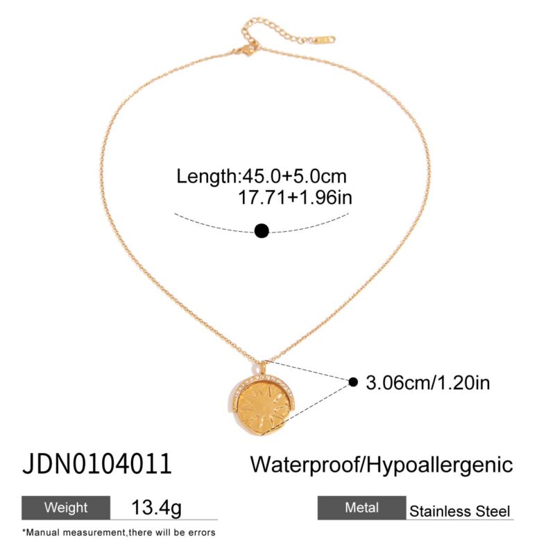 J&D Versatile Geometric Pendant Necklace Stainless Steel 18K Gold Plated Star and Moon Coin Fashion Necklace Necklace for Women - Image 5