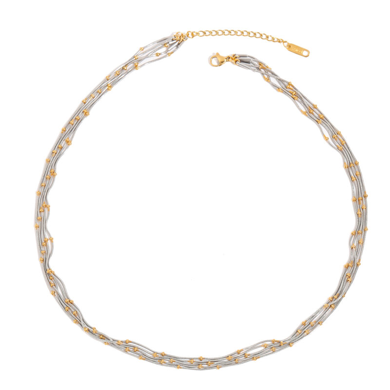 Youthway High Quality Versatile Stainless Steel Gold Beads Multi Layers Chain Necklace Anti Allergic Jewelry Accessories Daily
