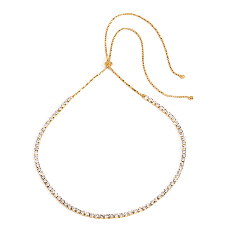 Youthway Sporty Minimalist Stainless Steel Geometric Square Colorful Zircon Tennis Chain Necklace Women Fashion Jewelry New 2025