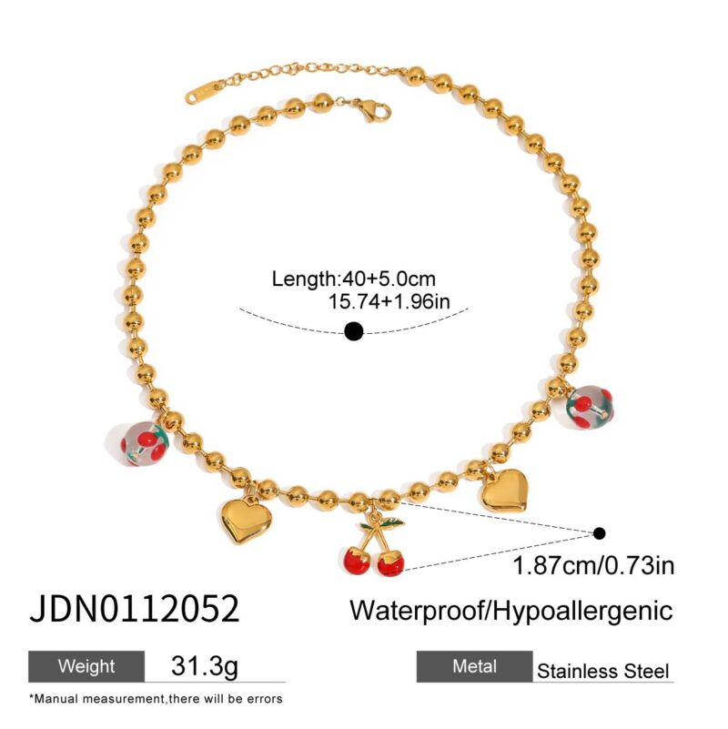 Youthway Love Heart Fruit Charm Stainless Steel Pendant Necklace For Ladies & Girls Waterproof Summer Cute Trendy Jewelry - Image 6