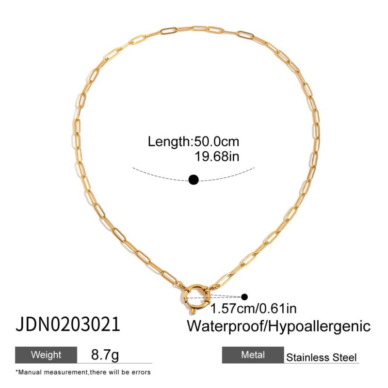 Women's Classic 18K Gold Stainless Steel Paperclip Chain Lobster Clasp Necklace 50CM - Image 7