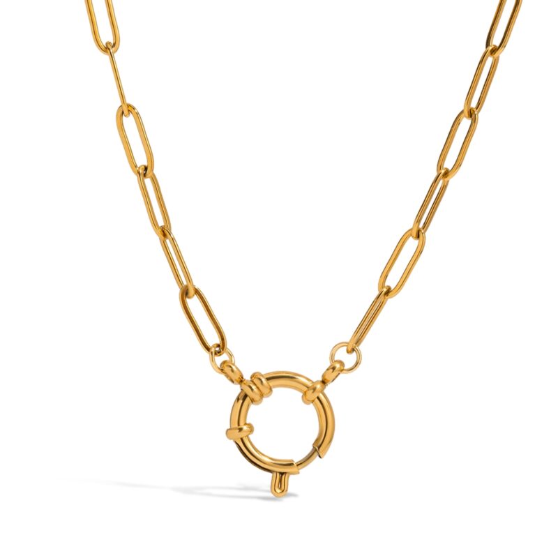 Women's Classic 18K Gold Stainless Steel Paperclip Chain Lobster Clasp Necklace 50CM - Image 2