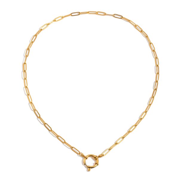 Women's Classic 18K Gold Stainless Steel Paperclip Chain Lobster Clasp Necklace 50CM