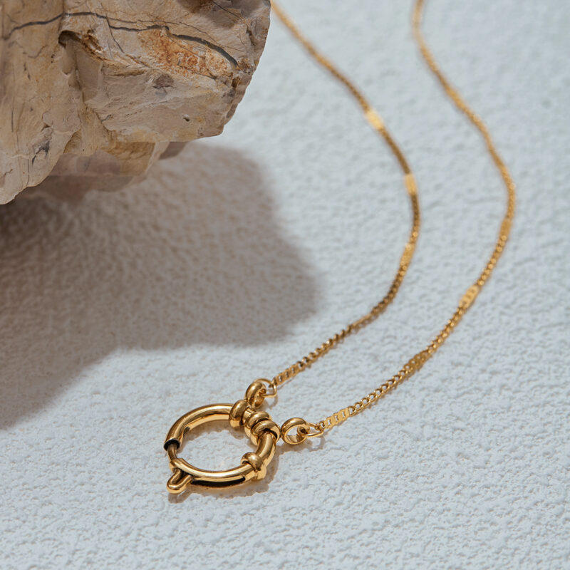 Women's Classic 18K Gold Stainless Steel Simple Chain Lobster Clasp Necklace 45CM - Image 2