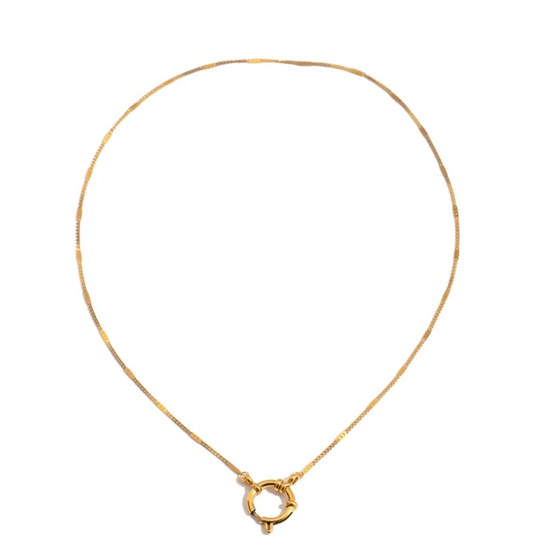 Women's Classic 18K Gold Stainless Steel Simple Chain Lobster Clasp Necklace 45CM