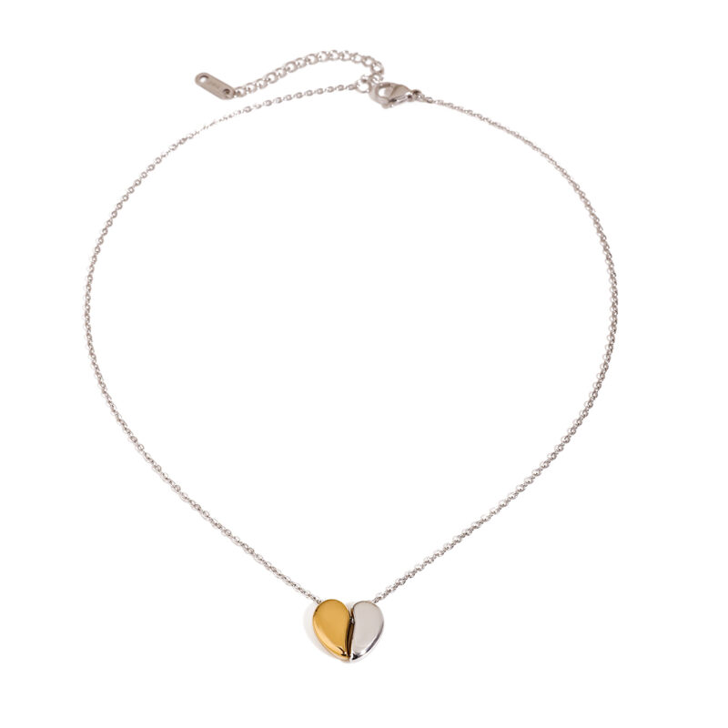 Youthway New Arrival Stainless Steel Gold&Silver Love Heart Pendant Necklace For Lady Waterproof Chic Jewelry Valentine's Day