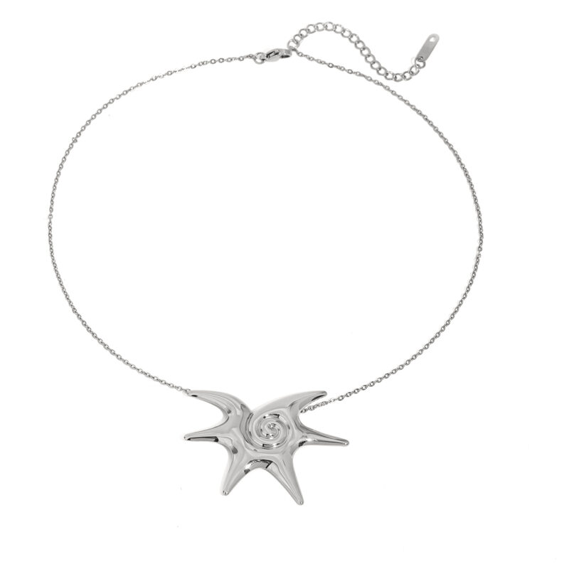 J&D Niche Stainless Steel Starfish Spiral Pendant Necklace Irregular Fine Jewelry with Durable Steel Color