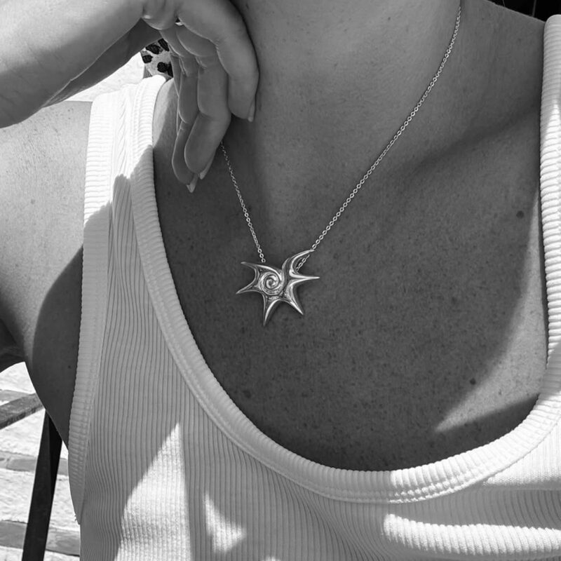 J&D Niche Stainless Steel Starfish Spiral Pendant Necklace Irregular Fine Jewelry with Durable Steel Color - Image 5