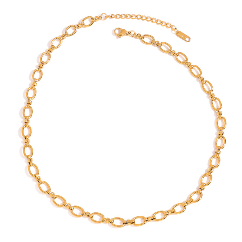 J&D 18k Gold Stainless Steel Two Tone Swivel Link Chain Necklace Fashion Jewelry for Women Stackable