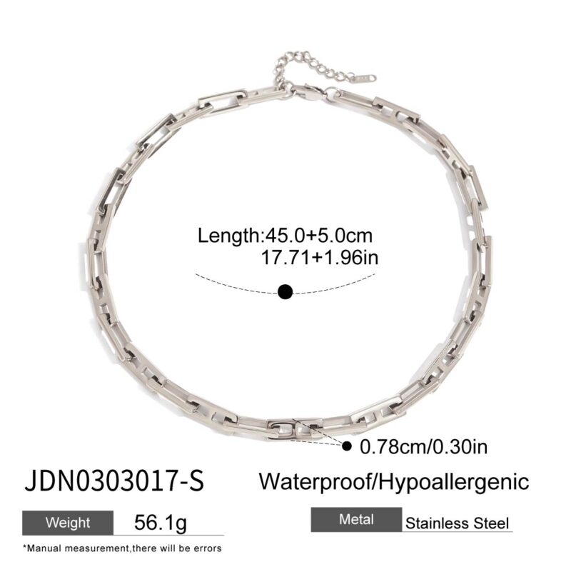 Hip-Hop Titanium Steel Square Lock Chain Set - Unisex Necklace & Bracelet, Streetwear Jewelry (Gold) - Image 5