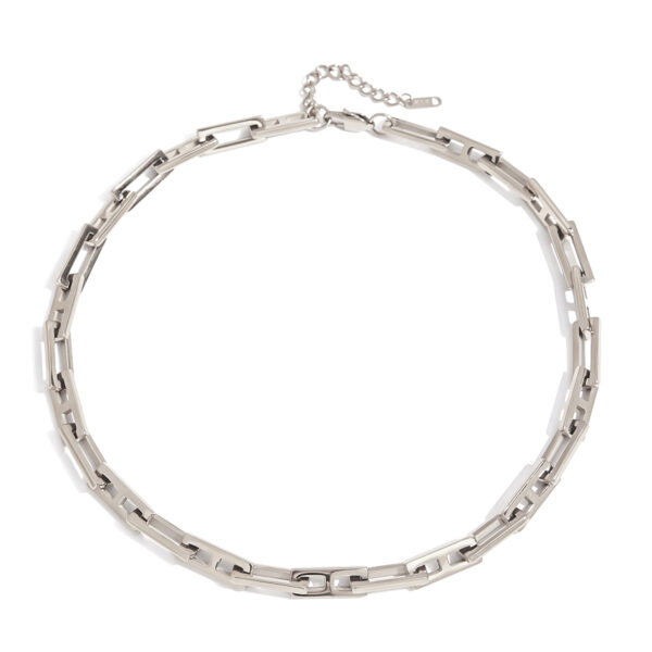 Hip-Hop Titanium Steel Square Lock Chain Set - Unisex Necklace & Bracelet, Streetwear Jewelry (Gold)