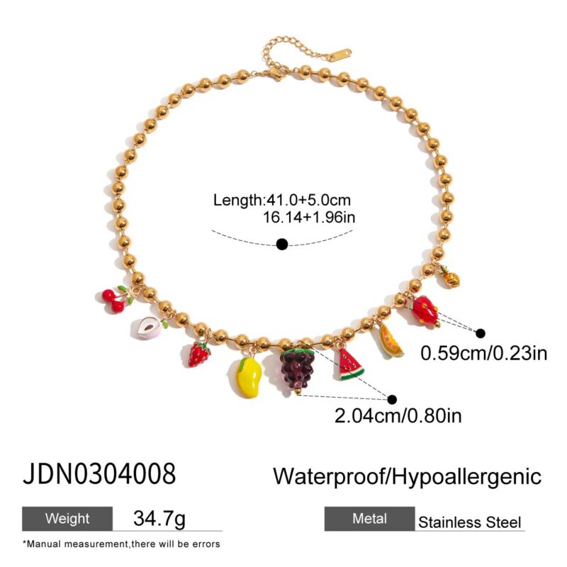 Sweet Romantic Women's 18K Gold Painted Glass Fruit Pendant Necklace - Image 5