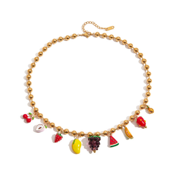 Sweet Romantic Women's 18K Gold Painted Glass Fruit Pendant Necklace