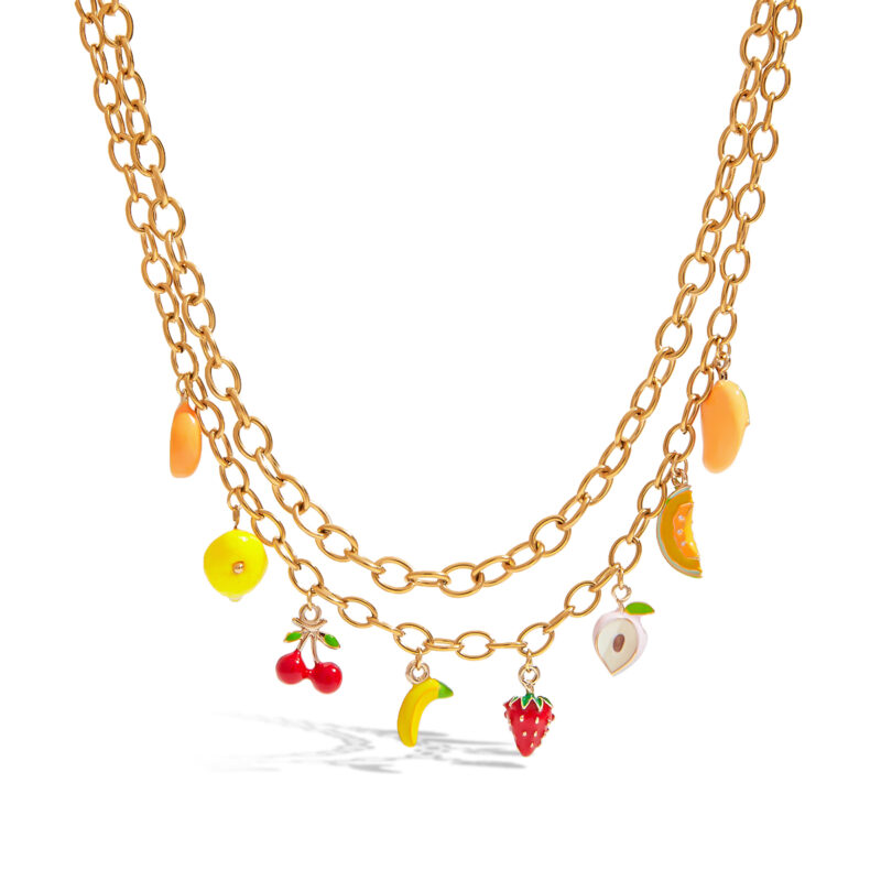 18K Gold Stainless Steel Fruit Charm Necklace - Mango, Strawberry, Lemon & More - Image 2