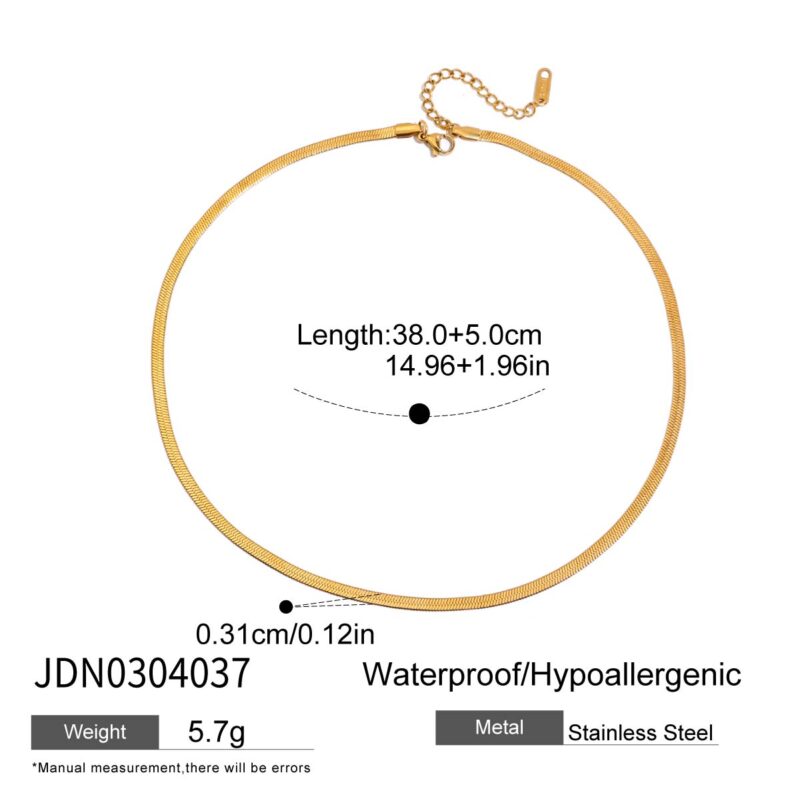 Classic Women's 18K Gold Stainless Steel 3mm Blade Chain Necklace - Image 5