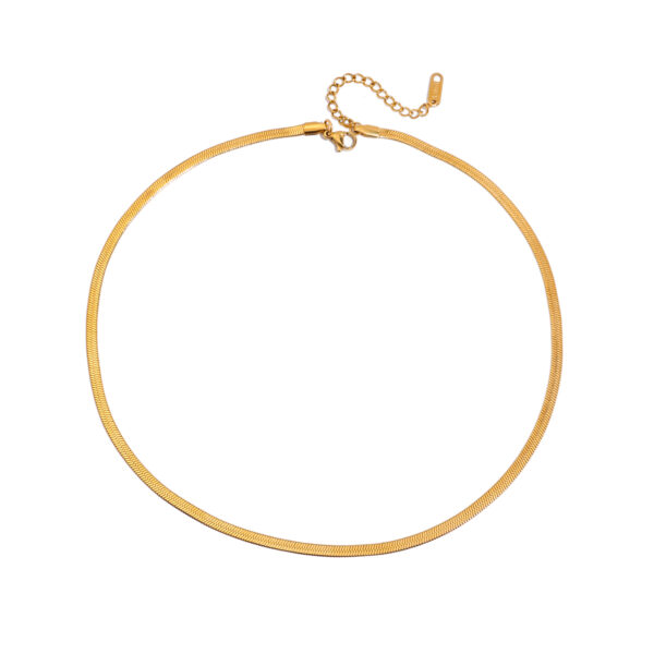 Classic Women's 18K Gold Stainless Steel 3mm Blade Chain Necklace