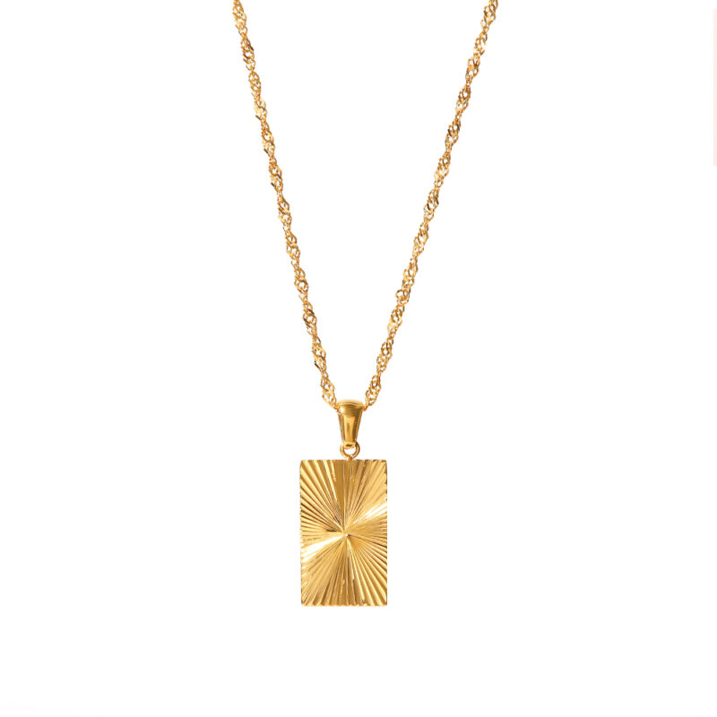 Sunburst Signet Pendant Necklace for Women 18k Gold Plated Stainless Steel Heart Butterfly Sunlight Disc Coin Choker Necklace