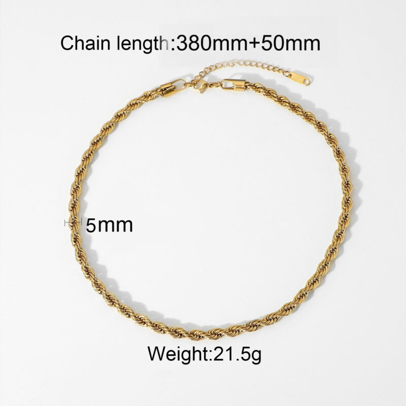 5mm Chunky Twisted Chain Necklace Women 18K Gold Stainless Steel Twisted Rope Chain Choker Necklace For Hip Pop Jewelry - Image 6