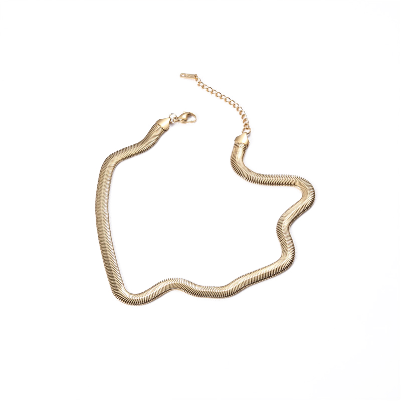 Gold Plated Stainless Steel Snake Chain Necklace Bracelets For Women 8mm Choker Necklace Stacking Jewelry