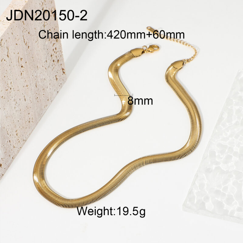 Gold Plated Stainless Steel Snake Chain Necklace Bracelets For Women 8mm Choker Necklace Stacking Jewelry - Image 6