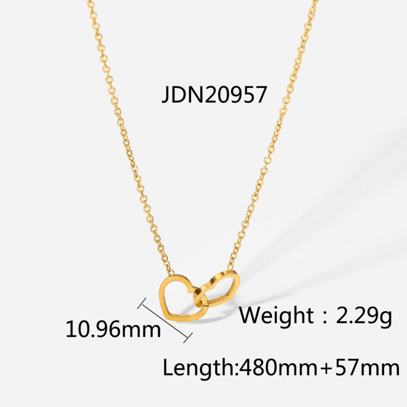 Trendy Fine Double Heart Connected Hollow Chain Necklace for Women Temperament Jewelry Gift - Image 6