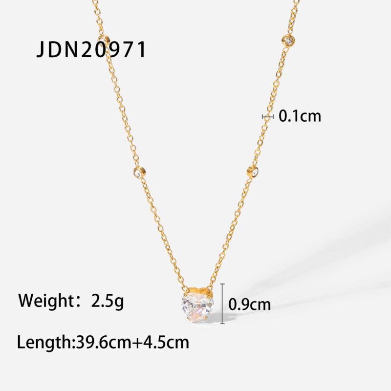 New Pendant necklace Heart Shaped Crystal Zircon Pendant Gold plated stainless steel Party Hot Jewelry Gifts - Image 6