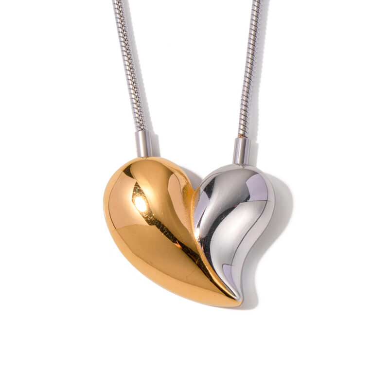 Youthway Minimalist Stainless Steel Heart Love Earrings Necklace for Women 18K PVD Plated Rust Proof Fashion Chic Jewelry