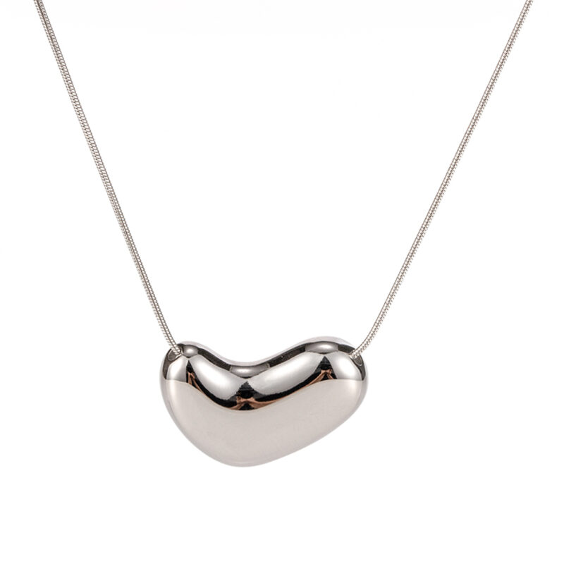 Youthway Stainless Steel Trendy Gold Silver Snake Bone Chain Irregular Heart Pendant Necklace Charm Jewelry for Women