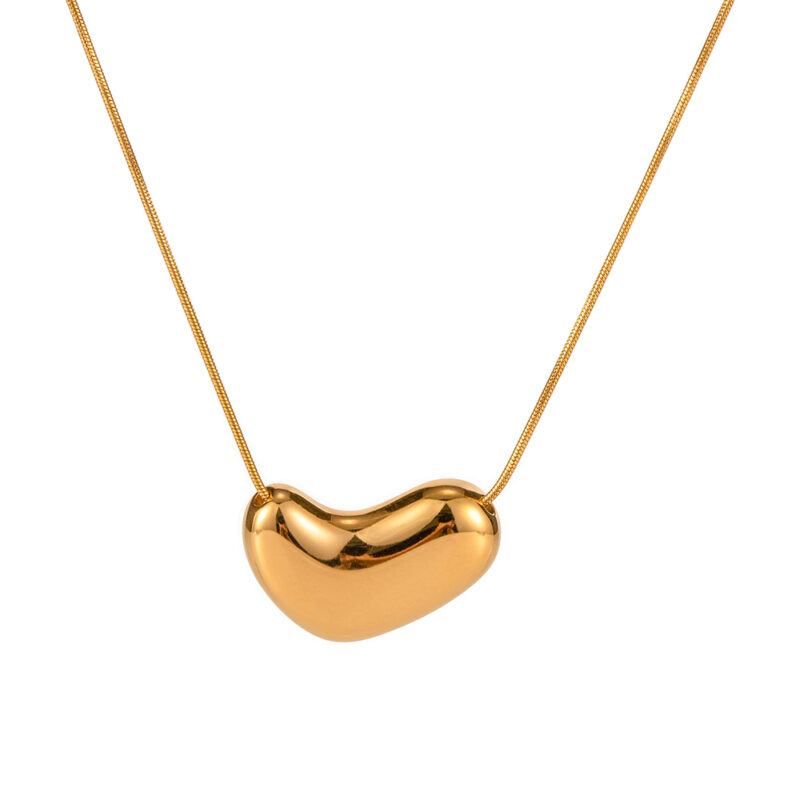 Youthway Stainless Steel Trendy Gold Silver Snake Bone Chain Irregular Heart Pendant Necklace Charm Jewelry for Women