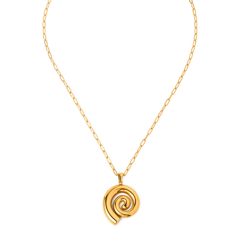 Youthway New Fashion Stainless Steel Threaded Circle Pendant Necklace for Women 18K PVD Gold Plated Tarnish Free Jewelry Gift