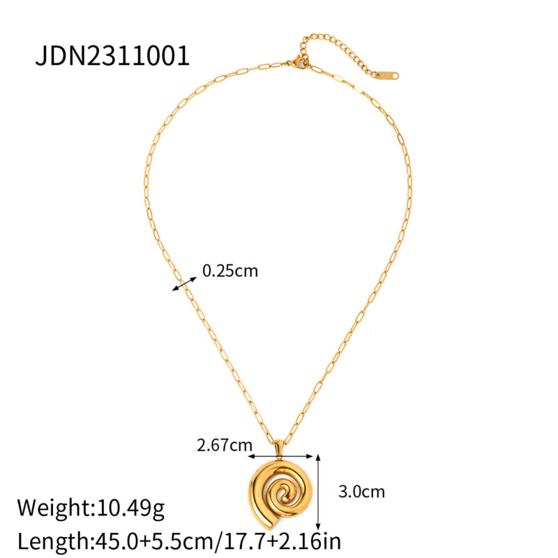 Youthway New Fashion Stainless Steel Threaded Circle Pendant Necklace for Women 18K PVD Gold Plated Tarnish Free Jewelry Gift - Image 6