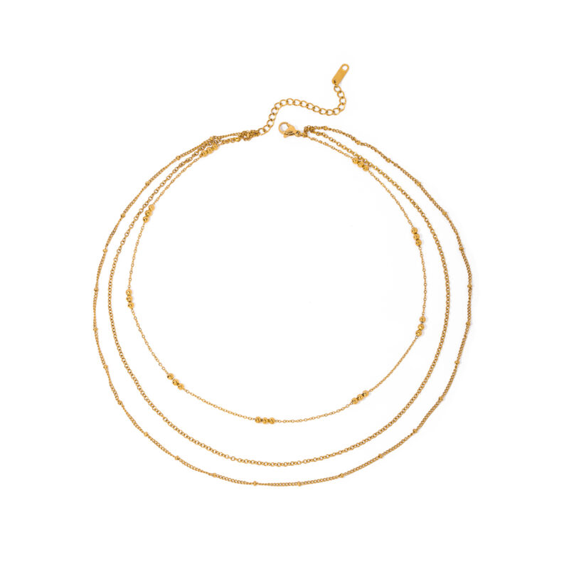 Youthway Popular Minimalist Stainless Steel Three Layer Necklace 18K Gold Plated Fashion Jewelry for Women Gift New