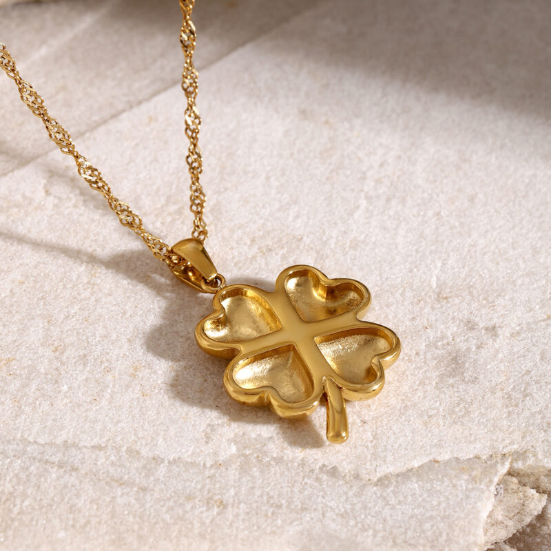 Youthway 18K Clover Pendant Stainless Steel Necklace Metal Stylish Jewelry 18K PVD Plated Waterproof Gift Classic 2024 - Image 3