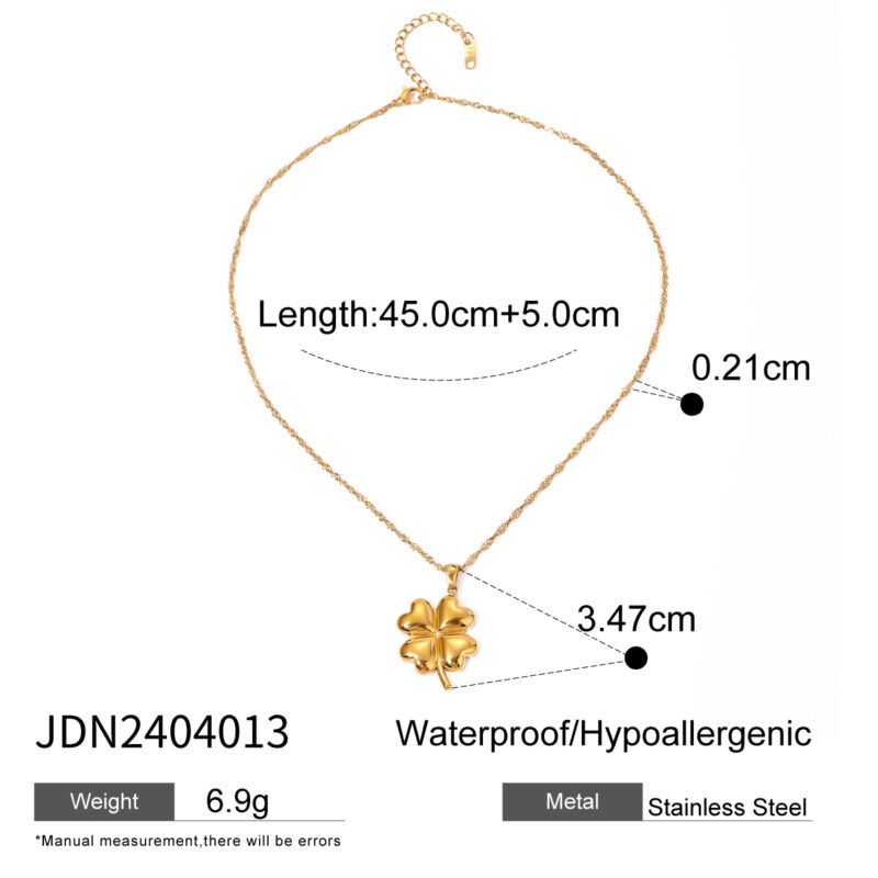 Youthway 18K Clover Pendant Stainless Steel Necklace Metal Stylish Jewelry 18K PVD Plated Waterproof Gift Classic 2024 - Image 6